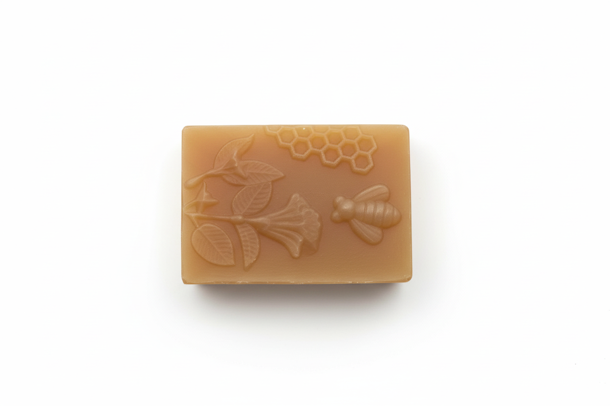 Lemongrass Soap Bar Laying Down White Background